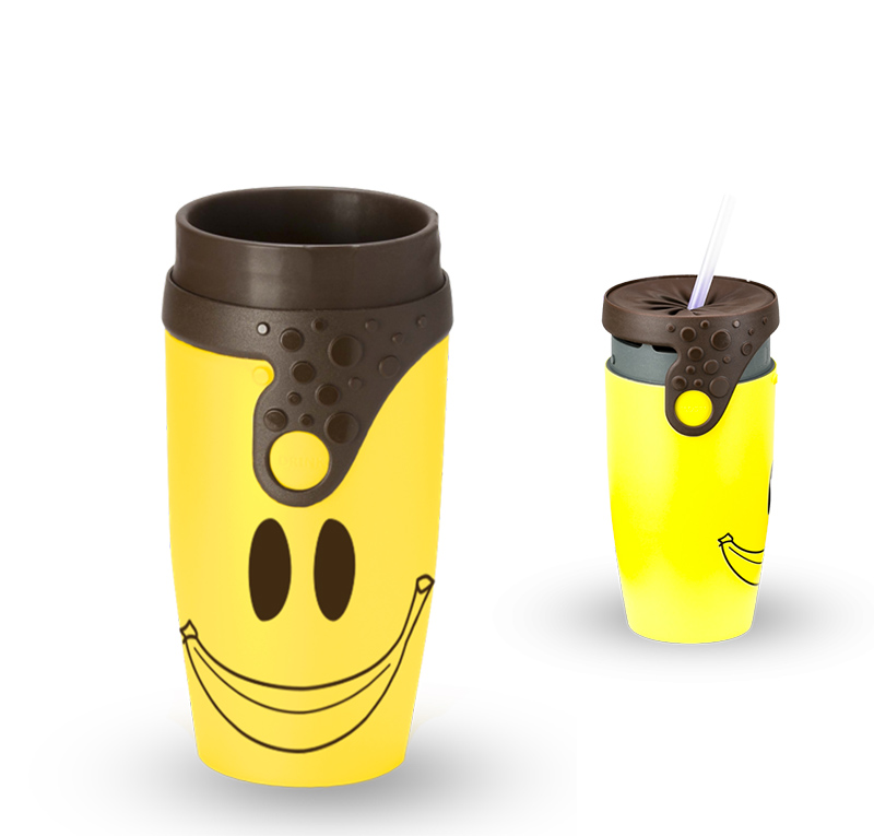 Mug isotherme TWIZZ Smile, le mug qui donne la banane Jaune - marron