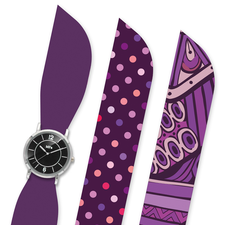 3 bracelets en satin, 1 cadran Purple - pack 4