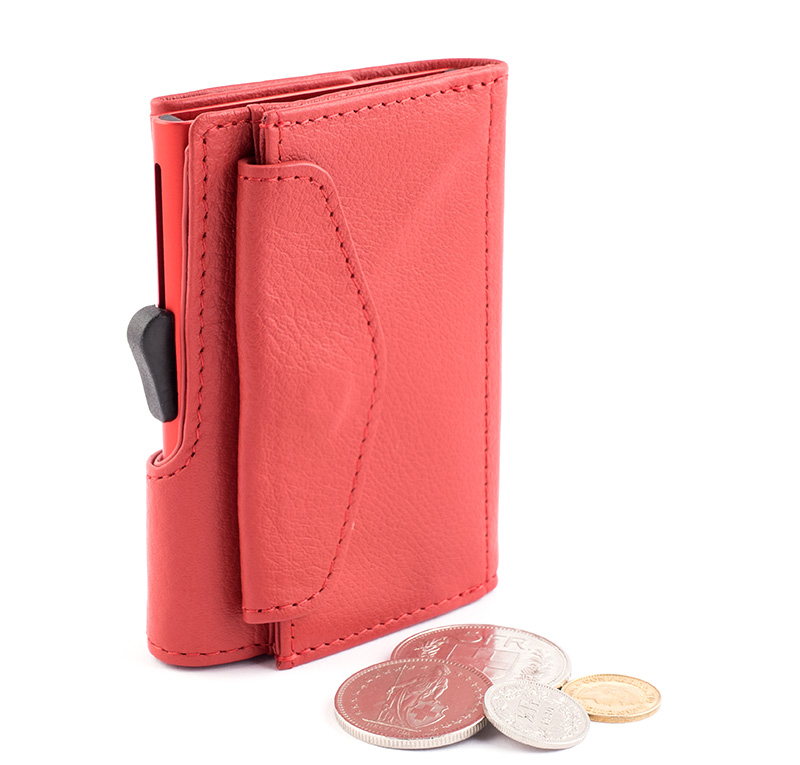 Porte-monnaie et cartes RFID en cuir Vintage Rouge Ciliegia Portemonaie et cartes cuir