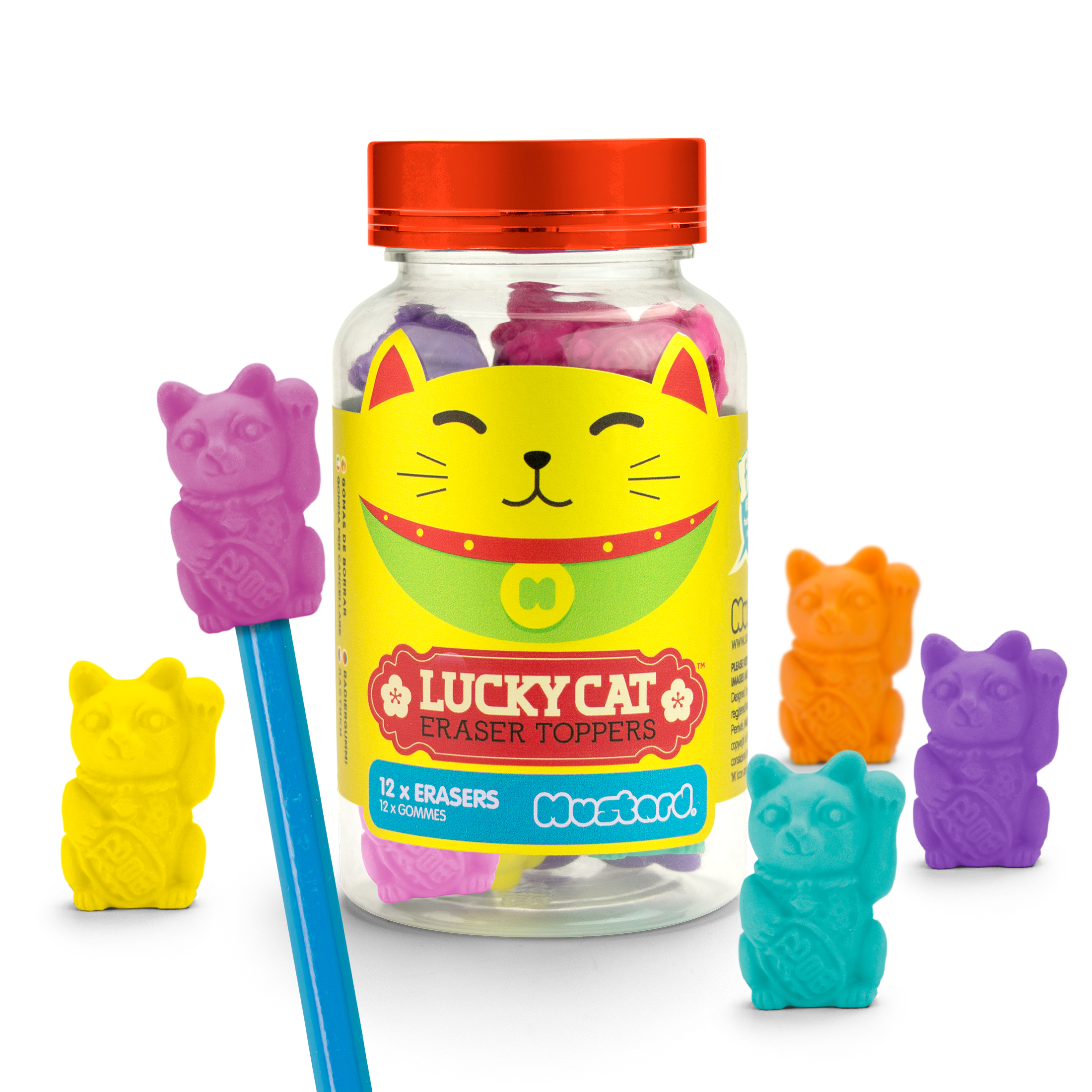 Lucky Cat Erasers Toppers Gomme chat