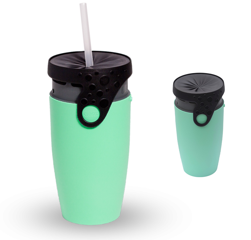 Mug isotherme TWIZZ Eva, le mug innovant Vert d'eau - noir