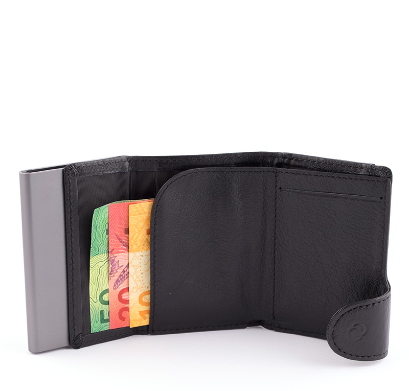 Porte-monnaie et cartes RFID en cuir Vintage Noir Porte-monaie et cartes RFID cuir 