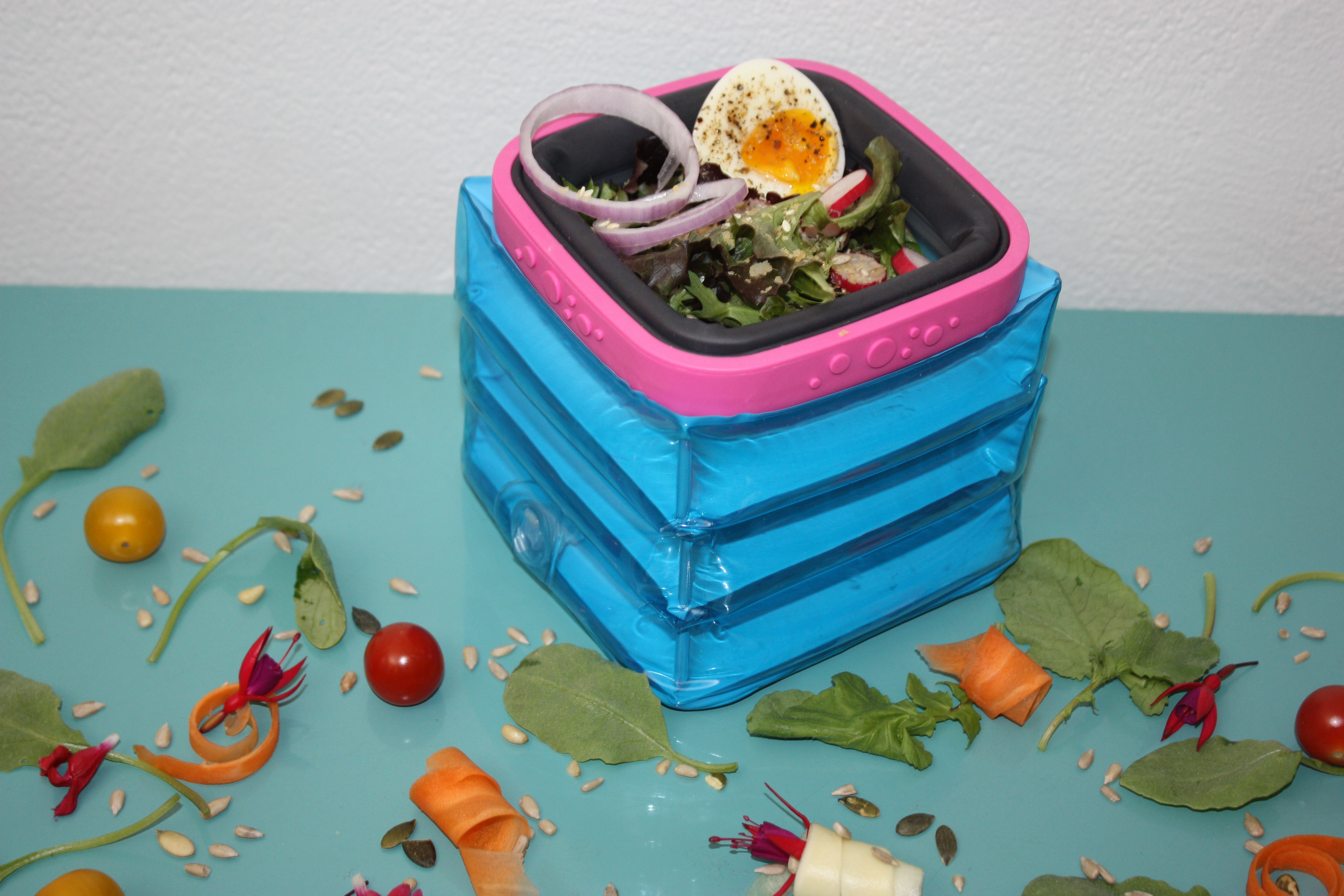 Boîte repas BOX Pool party Bleue, lunch box étanche et isotherme Rose
