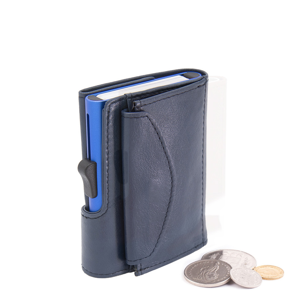 Porte-monnaie et cartes XL RFID cuir Bleu Cobalt Porte-monaie et cartes XL cuir